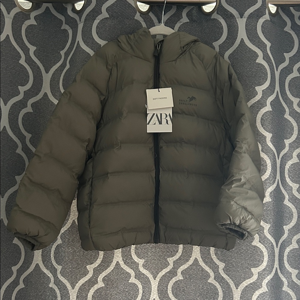 Zara Charcoal Puffer Coat